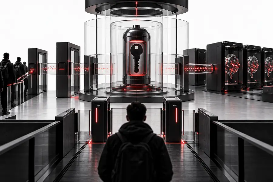 Server-mediated AI API request with separated credentials